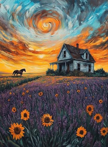 Diamond Painting Bauernhof Diamond Painting Erwachsene, Crystal Art Landschaft Muster Design 5D DIY Vollbohrer Diamanten Malerei Stickerei Kreuzstich Basteln für Deko Wohnzimmer 135x100cm -hjw2508KR von HENJGWEG