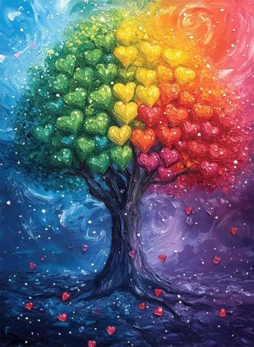 Diamond Painting Baum Diamond Painting Erwachsene, Crystal Art Verträumt Muster Design 5D DIY Runder Vollbohrer Diamanten Malerei Stickerei Kreuzstich Basteln für Deko Wohnzimmer 60x80cm -hjw25080W von HENJGWEG
