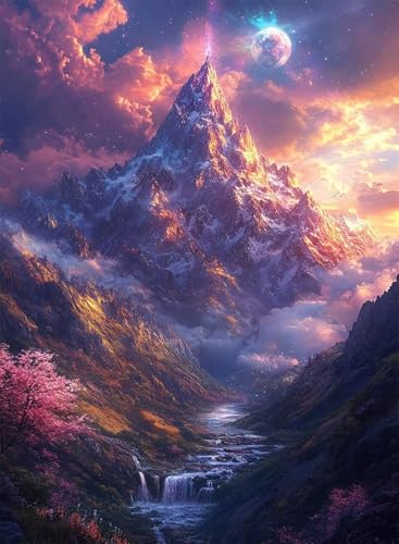 Diamond Painting Berg Diamond Painting Erwachsene, Crystal Art Landschaft Muster Design 5D DIY Vollbohrer Diamanten Malerei Stickerei Kreuzstich Basteln für Deko Wohnzimmer 100x135 cm -hjw250803 von HENJGWEG