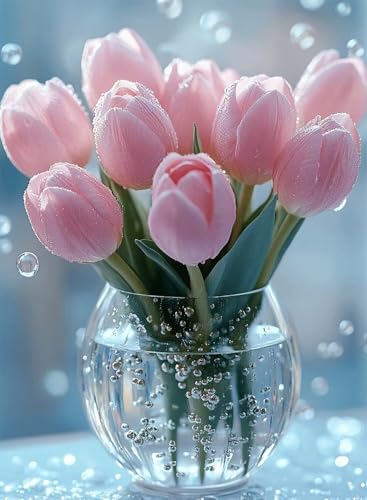 Diamond Painting Blumen Diamond Painting Erwachsene, Crystal Art Pflanzen Muster Design 5D DIY Runder Vollbohrer Diamanten Malerei Stickerei Kreuzstich Basteln für Deko Wohnzimmer 30x40 cm -hjw2508CP von HENJGWEG