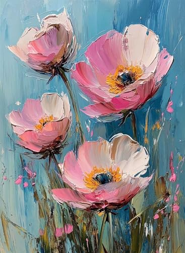 Diamond Painting Blumen Diamond Painting Erwachsene, Crystal Art Pflanzen Muster Design 5D DIY Runder Vollbohrer Diamanten Malerei Stickerei Kreuzstich Basteln für Deko Wohnzimmer 60x80cm -hjw250854 von HENJGWEG