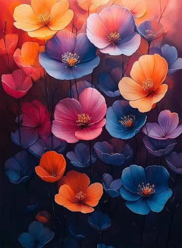 Diamond Painting Blumen Diamond Painting Erwachsene, Crystal Art SafFlowers Muster Design 5D DIY Runder Vollbohrer Diamanten Malerei Stickerei Kreuzstich Basteln für Deko Wohnzimmer 80x60cm -hjw2508HM von HENJGWEG