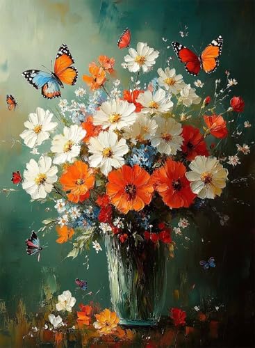 Diamond Painting Blumen Diamond Painting Erwachsene, Crystal Art Schmetterling Muster Design 5D DIY Vollbohrer Diamanten Malerei Stickerei Kreuzstich Basteln für Deko Wohnzimmer 135x100cm -hjw25080F von HENJGWEG