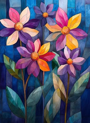 Diamond Painting Chrysantheme Diamond Painting Erwachsene, Crystal Art Pflanzen Muster Design 5D DIY Vollbohrer Diamanten Malerei Stickerei Kreuzstich Basteln für Deko Wohnzimmer 60x80cm -hjw250854 von HENJGWEG
