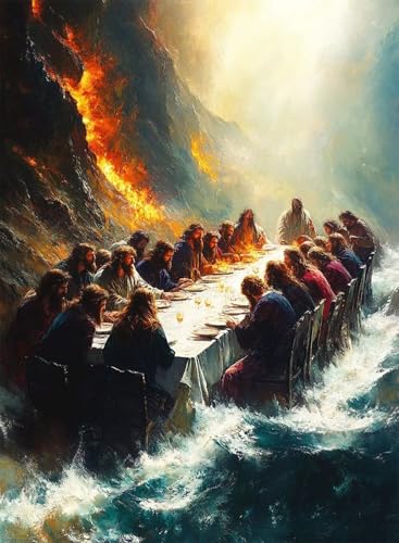 Diamond Painting Das letzte Abendmahl Diamond Painting Erwachsene, Crystal Art Meer Muster Design Vollbohrer Diamanten Malerei Stickerei Kreuzstich Basteln für Deko Wohnzimmer 40x50 cm -hjw25083K von HENJGWEG