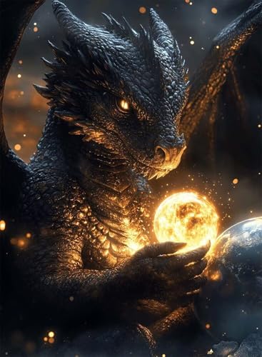 Diamond Painting Drachen Diamond Painting Erwachsene, Crystal Art Tier Muster Design 5D DIY Runder Vollbohrer Diamanten Malerei Stickerei Kreuzstich Basteln für Deko Wohnzimmer 60×80cm -hjw2508WO von HENJGWEG