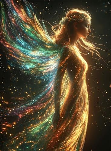 Diamond Painting Engel Diamond Painting Erwachsene, Crystal Art Verträumt Muster Design 5D DIY Runder Vollbohrer Diamanten Malerei Stickerei Kreuzstich Basteln für Deko Wohnzimmer 90x120 cm -hjw2508FJ von HENJGWEG