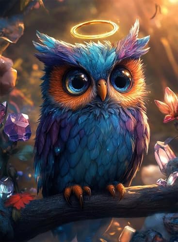 Diamond Painting Eule Diamond Painting Erwachsene, Crystal Art Tier Muster Design 5D DIY Runder Vollbohrer Diamanten Malerei Stickerei Kreuzstich Basteln für Deko Wohnzimmer 100x135cm -hjw2508MU von HENJGWEG