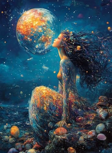 Diamond Painting Frau Diamond Painting Erwachsene, Crystal Art Verträumt Muster Design 5D DIY Runder Vollbohrer Diamanten Malerei Stickerei Kreuzstich Basteln für Deko Wohnzimmer 100x135cm -hjw250845 von HENJGWEG