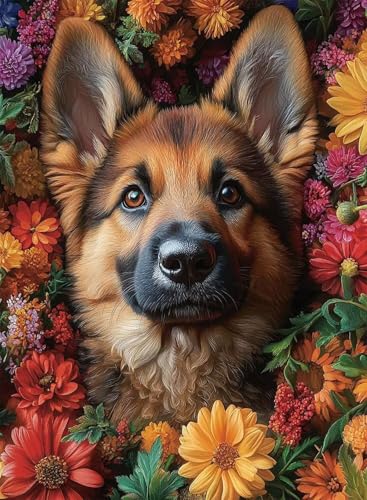 Diamond Painting Hund Diamond Painting Erwachsene, Crystal Art Blumen Muster Design 5D DIY Runder Vollbohrer Diamanten Malerei Stickerei Kreuzstich Basteln für Deko Wohnzimmer 30x40cm -hjw25085Q Diamond Painting Hund Diamond Painting Erwachsene, Crystal Art Blumen Muster Design 5D DIY Runder Vollbohrer Diamanten Malerei Stickerei Kreuzstich Basteln für Deko Wohnzimmer 30x40cm -hjw25085Q von HENJGWEG