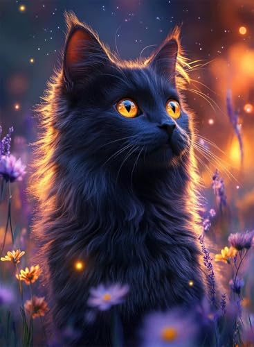 Diamond Painting Katze Diamond Painting Erwachsene, Crystal Art Blumen Muster Design 5D DIY Runder Vollbohrer Diamanten Malerei Stickerei Kreuzstich Basteln für Deko Wohnzimmer 100x135cm -hjw250831 von HENJGWEG