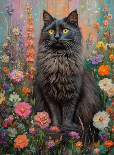 Diamond Painting Katze Diamond Painting Erwachsene, Crystal Art Blumen Muster Design 5D DIY Runder Vollbohrer Diamanten Malerei Stickerei Kreuzstich Basteln für Deko Wohnzimmer 70x50cm -hjw25086S Diamond Painting Katze Diamond Painting Erwachsene, Crystal Art Blumen Muster Design 5D DIY Runder Vollbohrer Diamanten Malerei Stickerei Kreuzstich Basteln für Deko Wohnzimmer 70x50cm -hjw25086S von HENJGWEG