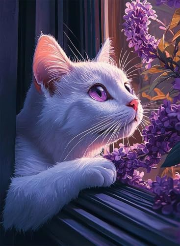 Diamond Painting Katze Diamond Painting Erwachsene, Crystal Art Lavendel Muster Design 5D DIY Runder Vollbohrer Diamanten Malerei Stickerei Kreuzstich Basteln für Deko Wohnzimmer 100x135 cm -hjw2508W8 Diamond Painting Katze Diamond Painting Erwachsene, Crystal Art Lavendel Muster Design 5D DIY Runder Vollbohrer Diamanten Malerei Stickerei Kreuzstich Basteln für Deko Wohnzimmer 100x135 cm -hjw2508W8 von HENJGWEG