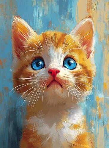 Diamond Painting Katze Diamond Painting Erwachsene, Crystal Art Tier Muster Design 5D DIY Runder Vollbohrer Diamanten Malerei Stickerei Kreuzstich Basteln für Deko Wohnzimmer 60x80cm -hjw25086M von HENJGWEG