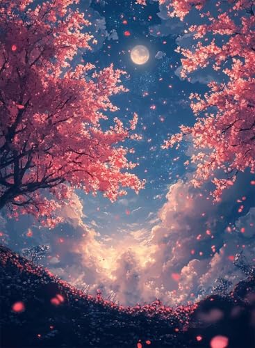 Diamond Painting Kirschblüten Diamond Painting Erwachsene, Crystal Art Himmel Muster Design 5D DIY Vollbohrer Diamanten Malerei Stickerei Kreuzstich Basteln für Deko Wohnzimmer 50x70cm -hjw2508RP von HENJGWEG