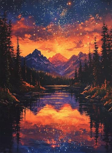 Diamond Painting Landschaft Diamond Painting Erwachsene, Crystal Art Berg Muster Design 5D DIY Runder Vollbohrer Diamanten Malerei Stickerei Kreuzstich Basteln für Deko Wohnzimmer 100x135cm -hjw250894 von HENJGWEG