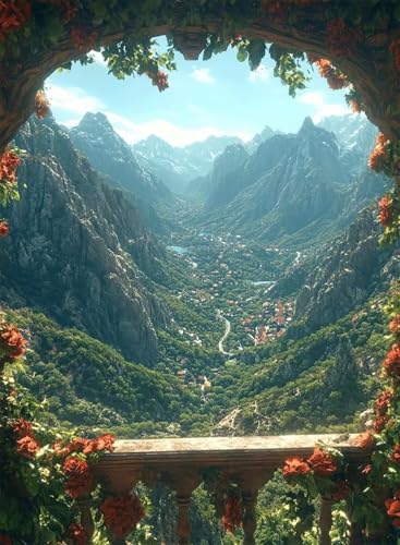 Diamond Painting Landschaft Diamond Painting Erwachsene, Crystal Art Berg Muster Design 5D DIY Runder Vollbohrer Diamanten Malerei Stickerei Kreuzstich Basteln für Deko Wohnzimmer 40x50 cm -hjw25084C von HENJGWEG