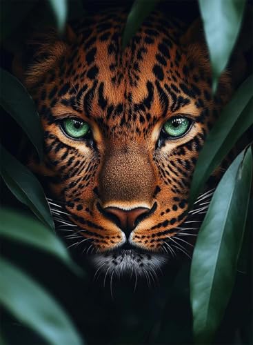 Diamond Painting Leopard Diamond Painting Erwachsene, Crystal Art Tier Muster Design 5D DIY Runder Vollbohrer Diamanten Malerei Stickerei Kreuzstich Basteln für Deko Wohnzimmer 60x80cm -hjw250848 von HENJGWEG