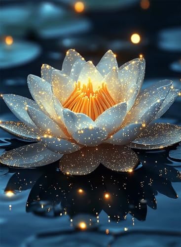 Diamond Painting Lotus Diamond Painting Erwachsene, Crystal Art Blumen Muster Design 5D DIY Runder Vollbohrer Diamanten Malerei Stickerei Kreuzstich Basteln für Deko Wohnzimmer 135x100cm -hjw25080M von HENJGWEG