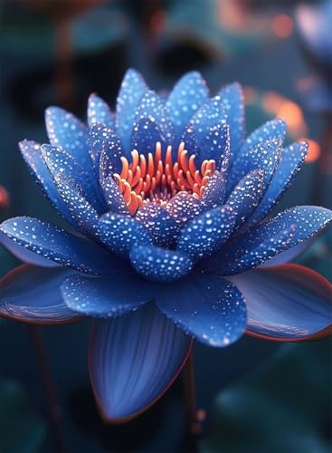 Diamond Painting Lotus Diamond Painting Erwachsene, Crystal Art Pflanzen Muster Design 5D DIY Runder Vollbohrer Diamanten Malerei Stickerei Kreuzstich Basteln für Deko Wohnzimmer 60×80cm -hjw250866 von HENJGWEG