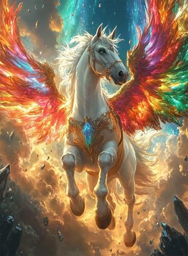 Diamond Painting Pegasus Diamond Painting Erwachsene, Crystal Art Tier Muster Design 5D DIY Runder Vollbohrer Diamanten Malerei Stickerei Kreuzstich Basteln für Deko Wohnzimmer 60x80cm -hjw2508F1 von HENJGWEG