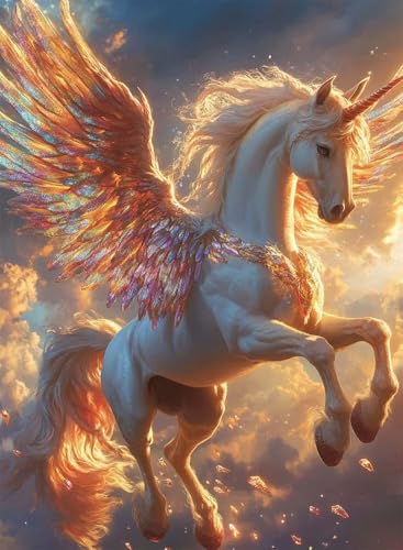 Diamond Painting Pegasus Diamond Painting Erwachsene, Crystal Art Tier Muster Design 5D DIY Runder Vollbohrer Diamanten Malerei Stickerei Kreuzstich Basteln für Deko Wohnzimmer 90x120 cm -hjw2508Q9 von HENJGWEG