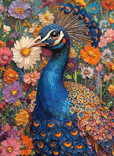 Diamond Painting Pfau Diamond Painting Erwachsene, Crystal Art Tier Muster Design 5D DIY Runder Vollbohrer Diamanten Malerei Stickerei Kreuzstich Basteln für Deko Wohnzimmer 100x135cm -hjw250807 von HENJGWEG
