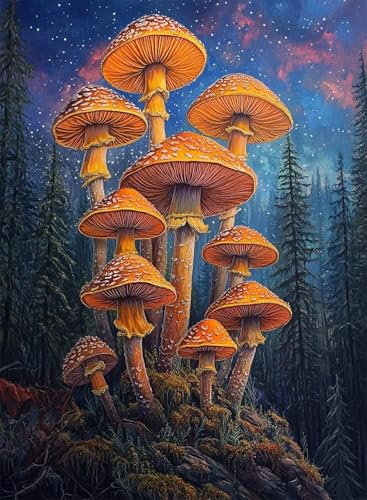 Diamond Painting Pilz Diamond Painting Erwachsene, Crystal Art Sternenhimmel Muster Design 5D DIY Vollbohrer Diamanten Malerei Stickerei Kreuzstich Basteln für Deko Wohnzimmer 120x90cm -hjw25086G von HENJGWEG