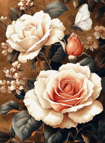 Diamond Painting Rose Diamond Painting Erwachsene, Crystal Art Schmetterling Muster Design 5D DIY Vollbohrer Diamanten Malerei Stickerei Kreuzstich Basteln für Deko Wohnzimmer 90x120cm -hjw25088J von HENJGWEG