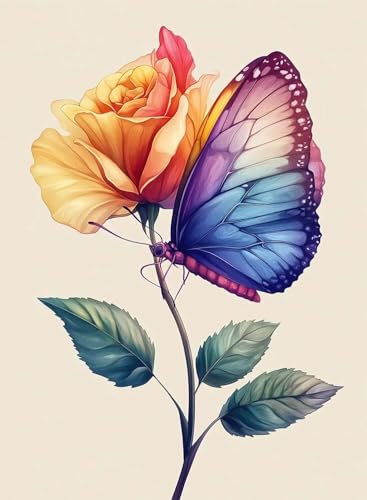 Diamond Painting Schmetterling Diamond Painting Erwachsene, Crystal Art Rose Muster Design 5D DIY Vollbohrer Diamanten Malerei Stickerei Kreuzstich Basteln für Deko Wohnzimmer 50x40cm -hjw2508BN von HENJGWEG