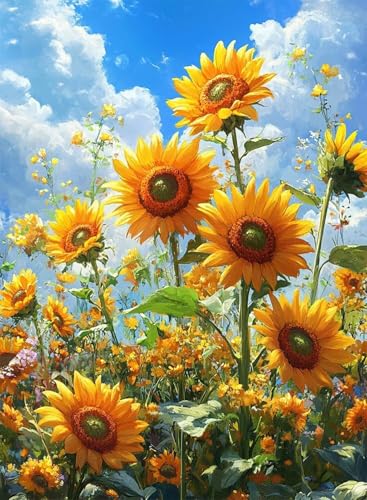 Diamond Painting Sonnenblumen Diamond Painting Erwachsene, Crystal Art Blumen Muster Design 5D DIY Vollbohrer Diamanten Malerei Stickerei Kreuzstich Basteln für Deko Wohnzimmer 60x80 cm -hjw250804 von HENJGWEG
