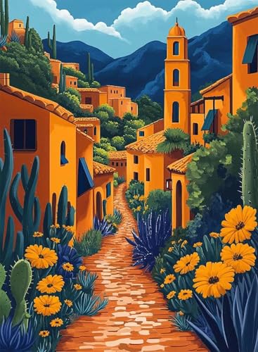 Diamond Painting Stadt Diamond Painting Erwachsene, Crystal Art Landschaft Muster Design 5D DIY Runder Vollbohrer Diamanten Malerei Stickerei Kreuzstich Basteln für Deko Wohnzimmer 60×80cm -hjw25083P von HENJGWEG