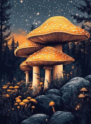 Diamond Painting Sternenhimmel Diamond Painting Erwachsene, Crystal Art Pilz Muster Design 5D DIY Vollbohrer Diamanten Malerei Stickerei Kreuzstich Basteln für Deko Wohnzimmer 80x60cm -hjw2508K7 von HENJGWEG