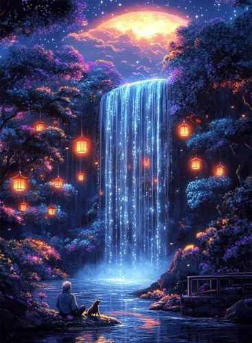 Diamond Painting Stürze Diamond Painting Erwachsene, Crystal Art Landschaft Muster Design 5D DIY Vollbohrer Diamanten Malerei Stickerei Kreuzstich Basteln für Deko Wohnzimmer 100x135 cm -hjw2508ED von HENJGWEG