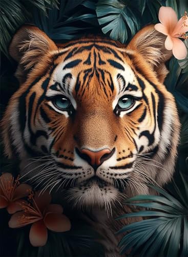 Diamond Painting Tiger Diamond Painting Erwachsene, Crystal Art Tier Muster Design 5D DIY Runder Vollbohrer Diamanten Malerei Stickerei Kreuzstich Basteln für Deko Wohnzimmer 90x120cm -hjw2508ZP von HENJGWEG