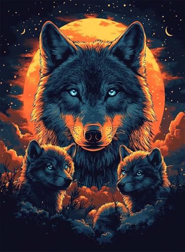 Diamond Painting Wolf Diamond Painting Erwachsene, Crystal Art Tier Muster Design 5D DIY Runder Vollbohrer Diamanten Malerei Stickerei Kreuzstich Basteln für Deko Wohnzimmer 120x90cm -hjw2508QV von HENJGWEG