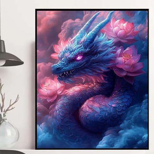 Drachen Diamond Painting 40x50cm, Lotus Diamond Painting Erwachsene Anfänger 5D DIY Runder Vollbohrer Diamanten Malerei Mosaik Bastelset Erwachsene für Zimmer Deko, Geschenke für Frauen -hjw2508S0 Drachen Diamond Painting 40x50cm, Lotus Diamond Painting Erwachsene Anfänger 5D DIY Runder Vollbohrer Diamanten Malerei Mosaik Bastelset Erwachsene für Zimmer Deko, Geschenke für Frauen -hjw2508S0 von HENJGWEG