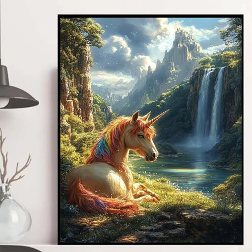 Einhorn Diamond Painting 60x80 cm, Stürze Diamond Painting Erwachsene Anfänger 5D DIY Runder Vollbohrer Diamanten Malerei Mosaik Bastelset Erwachsene für Zimmer Deko, Geschenke für Frauen -hjw2508RD Einhorn Diamond Painting 60x80 cm, Stürze Diamond Painting Erwachsene Anfänger 5D DIY Runder Vollbohrer Diamanten Malerei Mosaik Bastelset Erwachsene für Zimmer Deko, Geschenke für Frauen -hjw2508RD von HENJGWEG