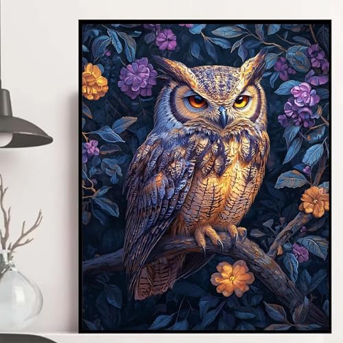 Eule Diamond Painting 135x100cm, Tier Diamond Painting Erwachsene Anfänger 5D DIY Runder Vollbohrer Diamanten Malerei Mosaik Bastelset Erwachsene für Zimmer Deko, Geschenke für Frauen -hjw2508KA von HENJGWEG