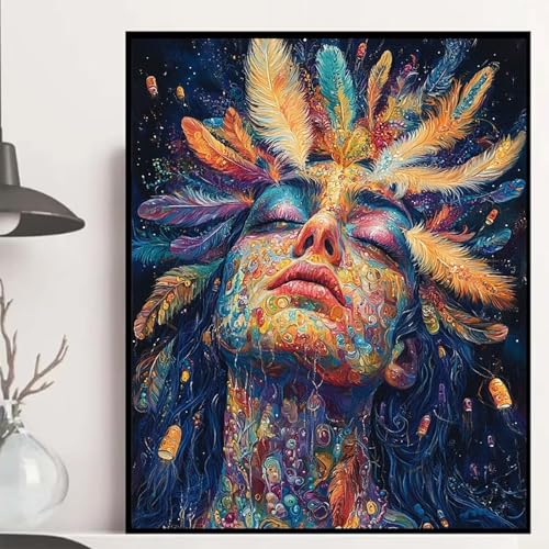 Frau Diamond Painting 80x60cm, Verträumt Diamond Painting Erwachsene Anfänger 5D DIY Runder Vollbohrer Diamanten Malerei Mosaik Bastelset Erwachsene für Zimmer Deko, Geschenke für Frauen -hjw25089X von HENJGWEG