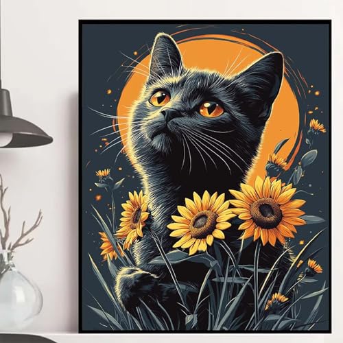 Katze Diamond Painting 60x80 cm, Sonnenblumen Diamond Painting Erwachsene Anfänger 5D DIY Runder Vollbohrer Diamanten Malerei Mosaik Bastelset Erwachsene für Zimmer Deko, Geschenke -hjw2508SFYL9 Katze Diamond Painting 60x80 cm, Sonnenblumen Diamond Painting Erwachsene Anfänger 5D DIY Runder Vollbohrer Diamanten Malerei Mosaik Bastelset Erwachsene für Zimmer Deko, Geschenke -hjw2508SFYL9 von HENJGWEG