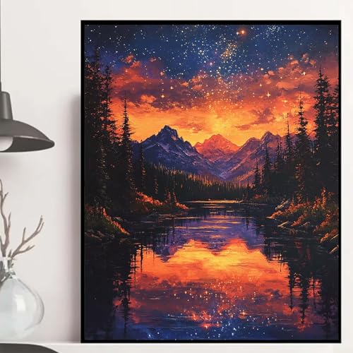 Landschaft Diamond Painting 90x120cm, Berg Diamond Painting Erwachsene Anfänger 5D DIY Runder Vollbohrer Diamanten Malerei Mosaik Bastelset Erwachsene für Zimmer Deko, Geschenke für Frauen -hjw250818 von HENJGWEG