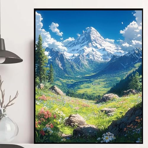 Landschaft Diamond Painting 90x120cm, Natur Diamond Painting Erwachsene Anfänger 5D DIY Runder Vollbohrer Diamanten Malerei Mosaik Bastelset Erwachsene für Zimmer Deko, Geschenke für Frauen -hjw2508A8 von HENJGWEG