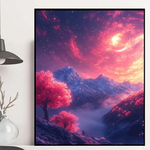 Landschaft Diamond Painting 90×120cm, Sternenhimmel Diamond Painting Erwachsene Anfänger 5D DIY Runder Vollbohrer Diamanten Malerei Mosaik Bastelset Erwachsene für Zimmer Deko, Geschenke -hjw2508KE von HENJGWEG