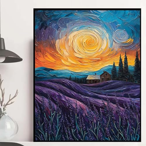 Lavendel Diamond Painting 30x40 cm, Sternenhimmel Diamond Painting Erwachsene Anfänger 5D DIY Runder Vollbohrer Diamanten Malerei Mosaik Bastelset Erwachsene für Zimmer Deko, Geschenke -hjw2508WM von HENJGWEG