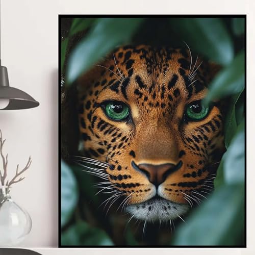Leopard Diamond Painting 60×80cm, Tier Diamond Painting Erwachsene Anfänger 5D DIY Runder Vollbohrer Diamanten Malerei Mosaik Bastelset Erwachsene für Zimmer Deko, Geschenke für Frauen -hjw250817 von HENJGWEG
