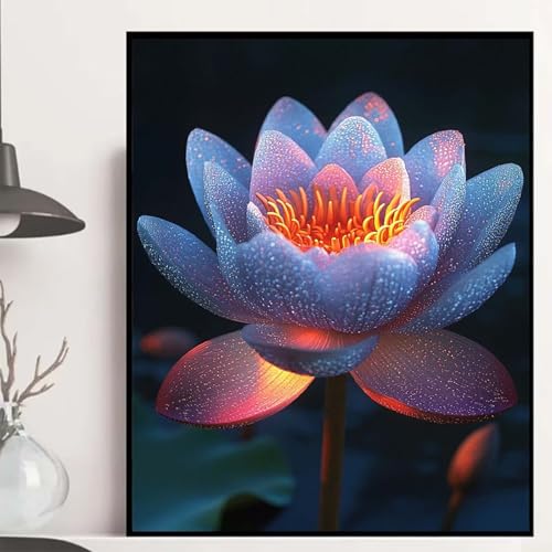 Lotus Diamond Painting 120x90cm, Blumen Diamond Painting Erwachsene Anfänger 5D DIY Runder Vollbohrer Diamanten Malerei Mosaik Bastelset Erwachsene für Zimmer Deko, Geschenke für Frauen -hjw250892 von HENJGWEG