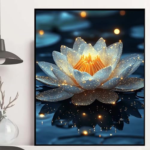 Lotus Diamond Painting 120x90cm, Blumen Diamond Painting Erwachsene Anfänger 5D DIY Runder Vollbohrer Diamanten Malerei Mosaik Bastelset Erwachsene für Zimmer Deko, Geschenke für Frauen -hjw2508K4 von HENJGWEG