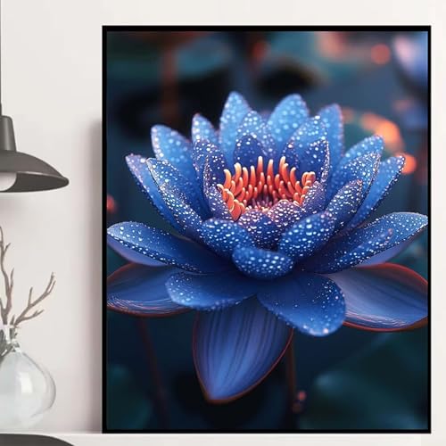Lotus Diamond Painting 30×40cm, Pflanzen Diamond Painting Erwachsene Anfänger 5D DIY Runder Vollbohrer Diamanten Malerei Mosaik Bastelset Erwachsene für Zimmer Deko, Geschenke für Frauen -hjw25085D von HENJGWEG
