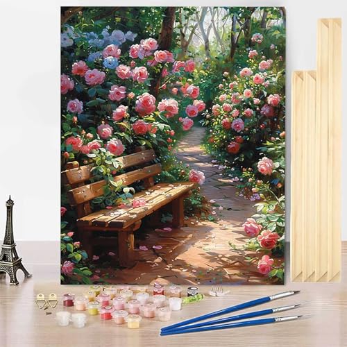 Malen Nach Zahlen Anlage Malen Nach Zahlen Erwachsene mit Rahmen, Paint by Numbers Rose Paint by Numbers Adult Inklusive 3 Pinsel und Acrylfarbe für Deko Wohnzimmer, Geschenke (70 x 95 cm) -j2503J6 von HENJGWEG